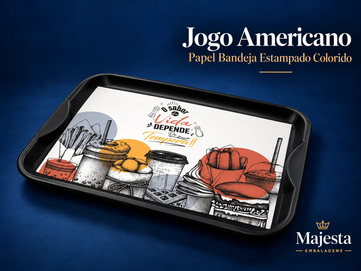 Jogo Americano Papel Bandeja Estampado Colorido